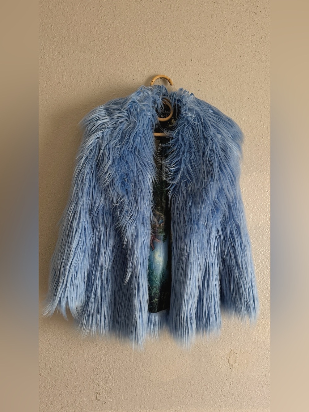 Current Mood Plush Sky Blue Faux Fur Teddy Jacket